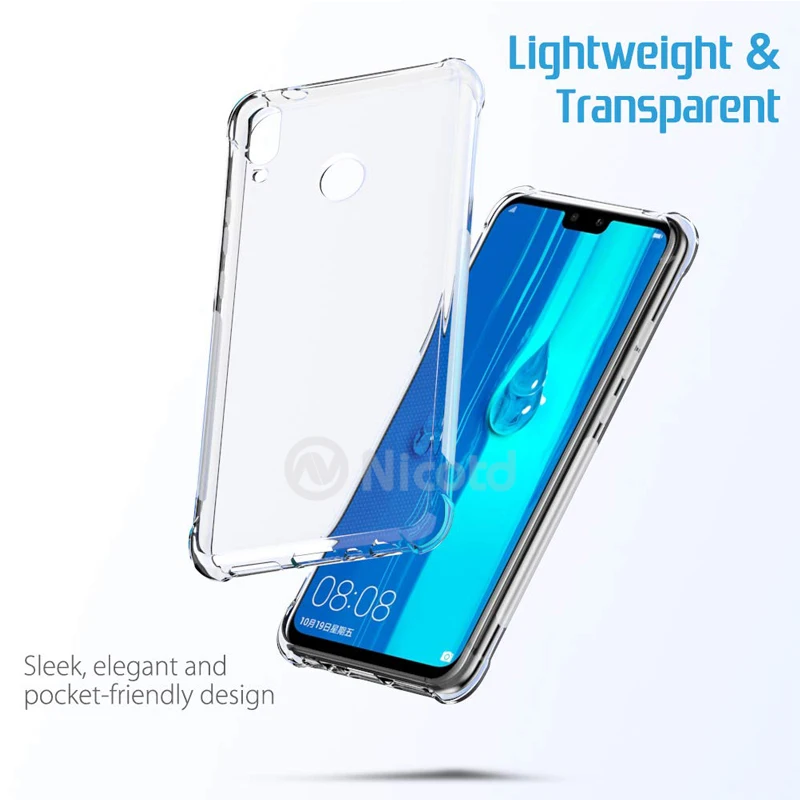Для huawei Y9 Honor 8C 8X Y5 Ультратонкий Мягкий ТПУ чехол прозрачный силиконовый чехол Сумки для huawei Nova 4 3i 3 mate 20 X pro