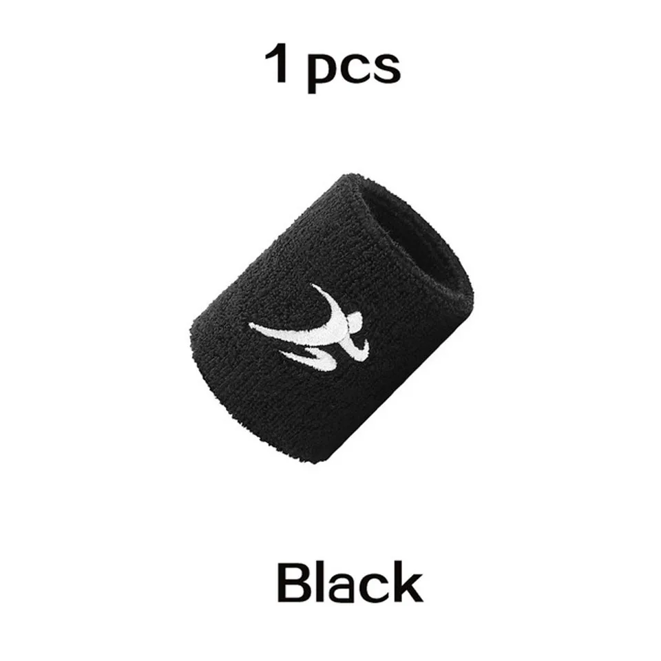 1 PCS Black Хлопковые эластичные браслеты на запястье для тренажерного зала и фитнеса, поддержка силовой тяжелой атлетики, нарукавники для баскетбола, тенниса, бадминтонный напульсник - Цвет: 1 PCS Black