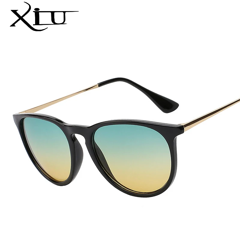 XIU классические круглые солнцезащитные очки с отверстием под ключ для мужчин и