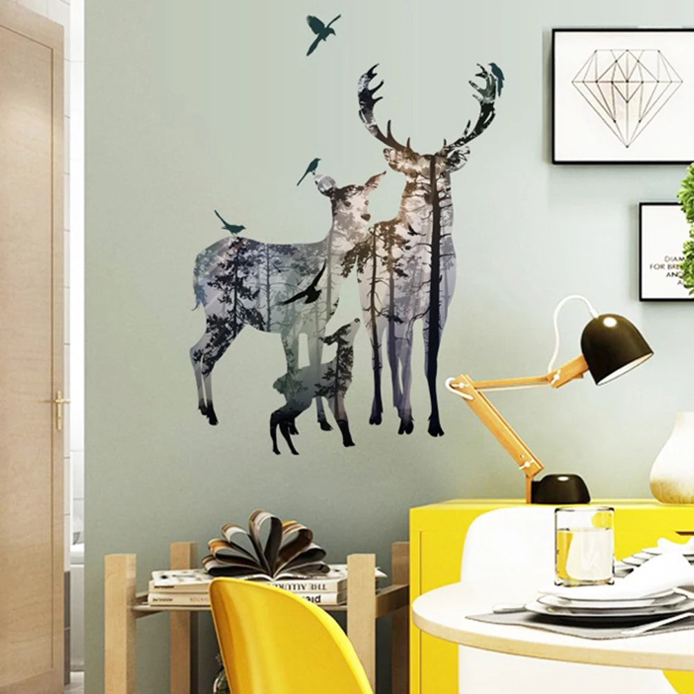 

European Style DIY Forest Deer Vinyl Art Wall Stickers Wall Decal Removable Wall Sticker Decoration for Study Living Room Kids