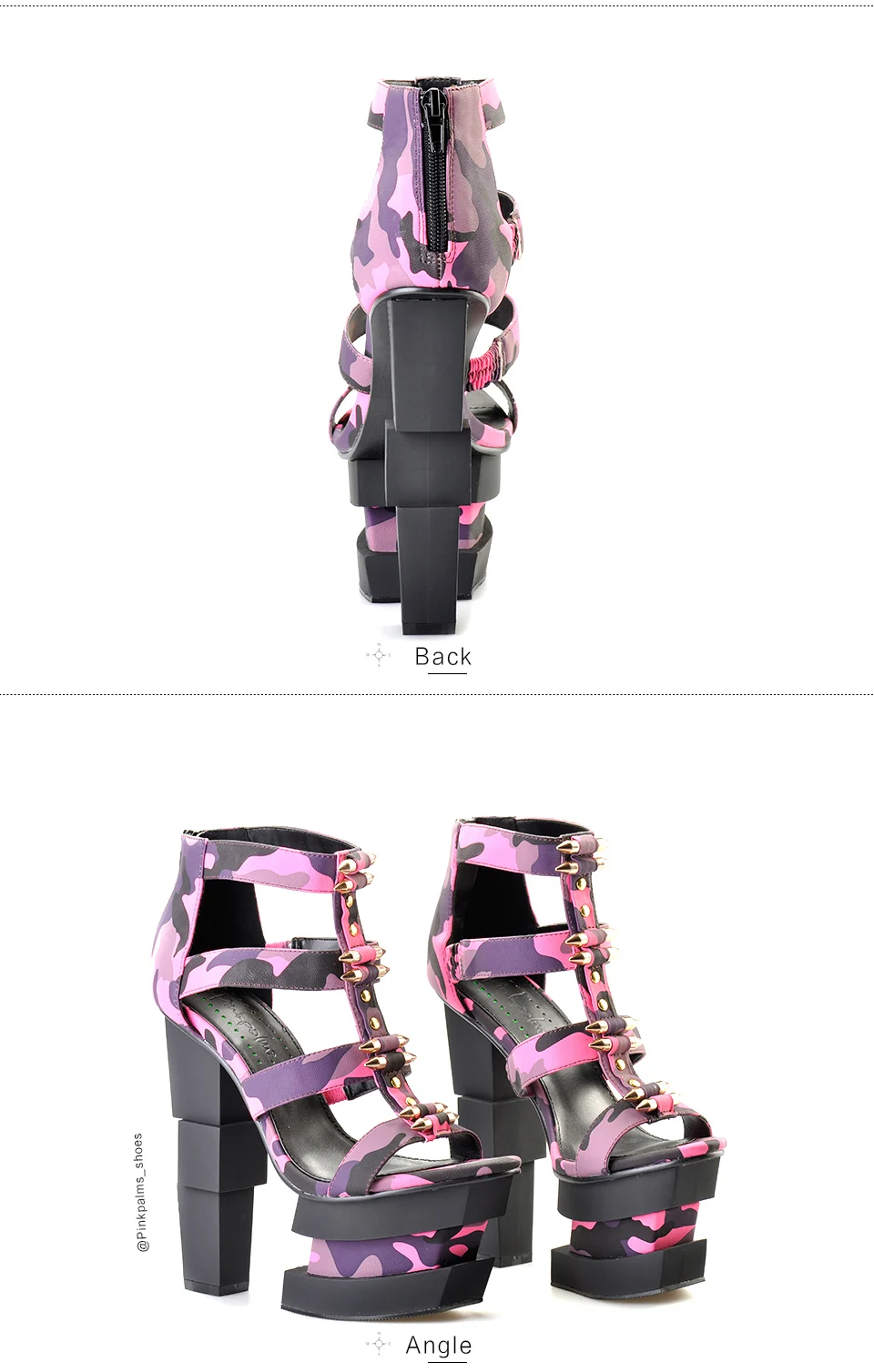 Sinsaut Summer Women Shoes High Heels Wedge Sandals Fuchsia Camouflage Bullet Decoration Sexy Punk Party Sandals