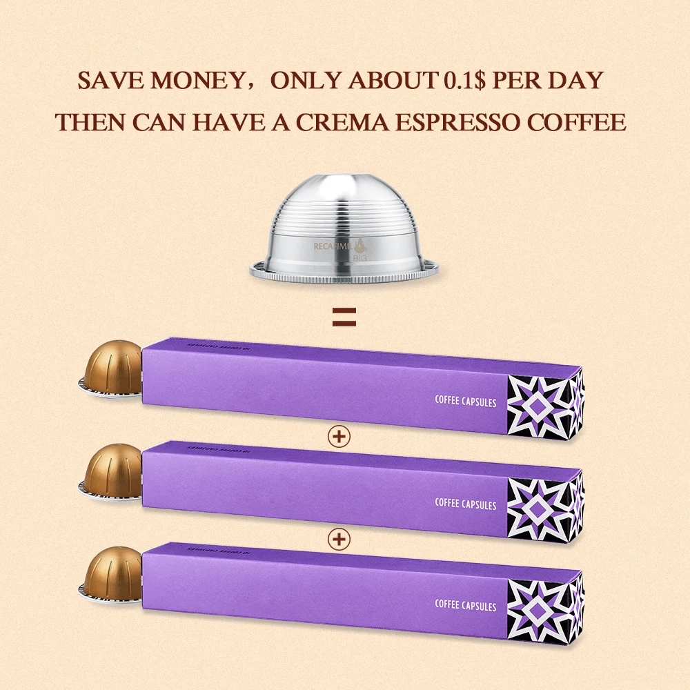 Большая чашка эспрессо капсулы Recargables Nespresso Vertuoline& Vertuo из нержавеющей стали многоразовый фильтр для кофе многоразовые капсулы