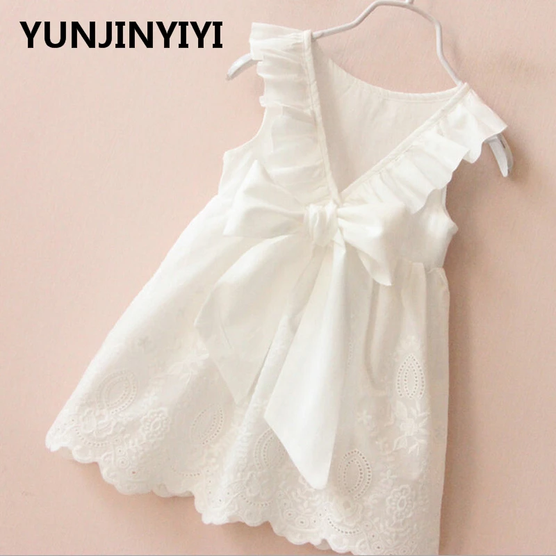 

2018 Summer Style Children's Clothing Dresses For Girl Vestido Infant Girl Clothes Girl Dresses Solid White Girl Dresses
