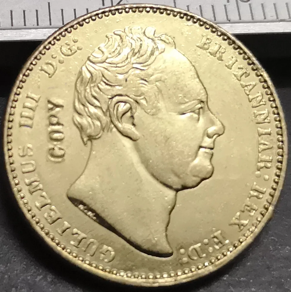 1833 Великобритания 1 Sovereign William IV. 9999 чистая позолоченная копия монеты|Безвалютные