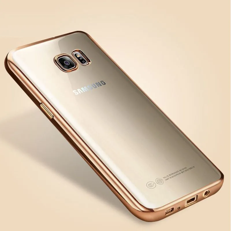 gold Роскошный силиконовый чехол SemgCeKen для samsung galaxy s5 s6 s7 edge s 5 6 7 s6edge s7edge прозрачный мягкий чехол для телефона - Цвет: gold