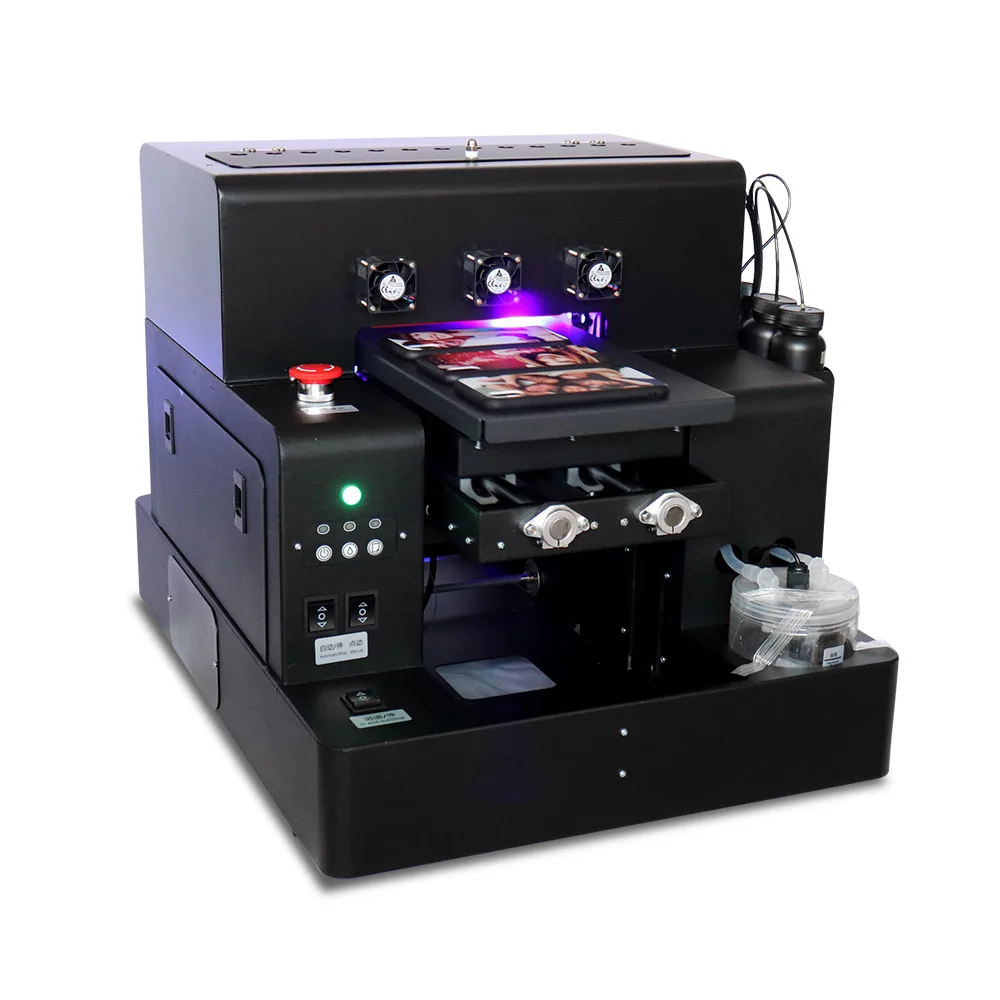 Printer A4 УФ принтер Светодиодный УФ печатная машина для чехол для телефона цилиндрическая бутылка металл стекло дерево ТПУ принтер с бесплатным держателем бутылки - Цвет: Printer