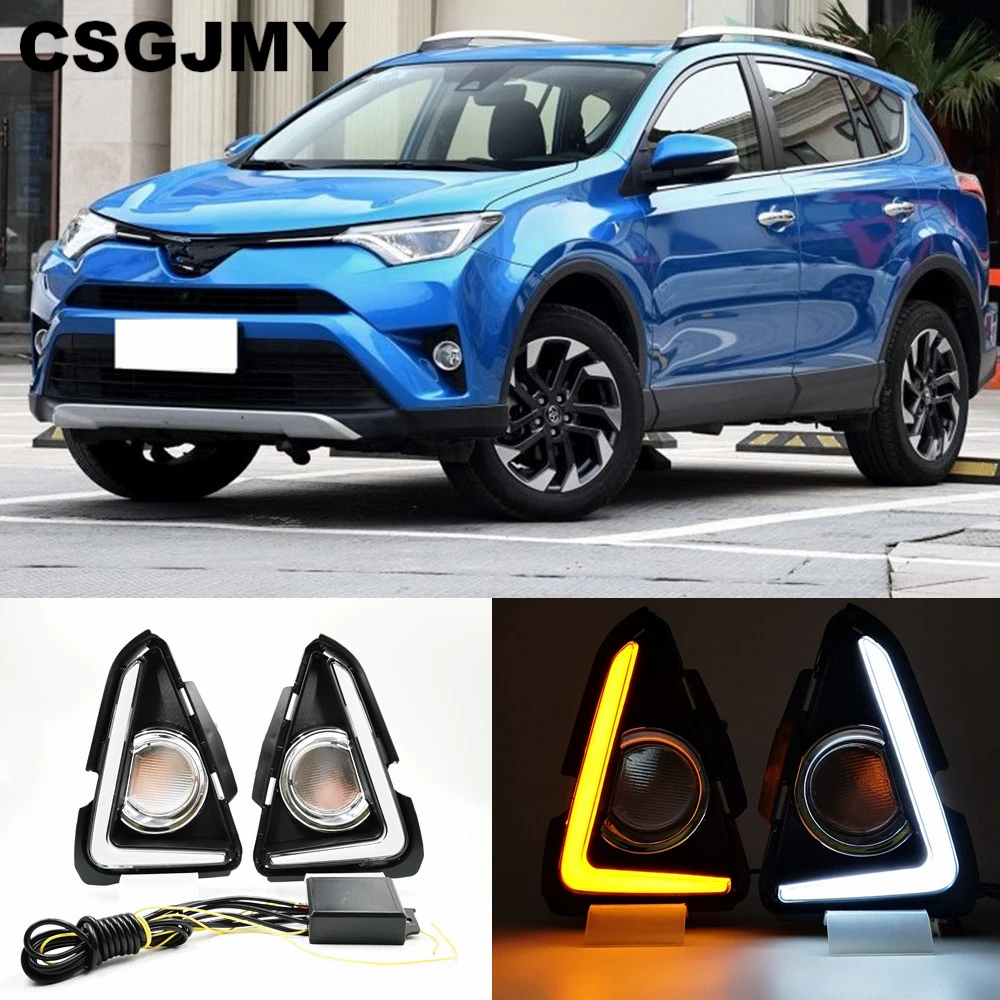CSGJMY для Toyota RAV4 2016 2017 2018 автомобиля светодиодный DRL Габаритные огни указатели