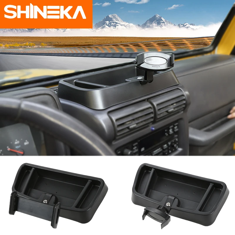 

SHINEKA ABS Auto IPad Mobile Phone Holder Stand Bracket Storage Box Stickers For Jeep Wrangler TJ 1997-2006