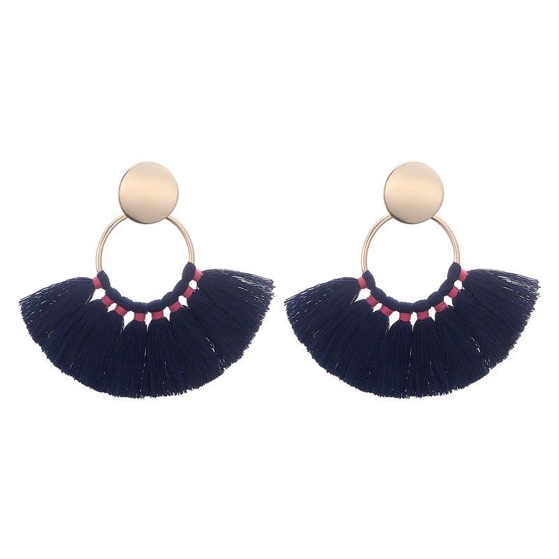 Женские винтажные серьги LOVBEAFAS Boho длинные в богемном стиле с бахромой из хлопка