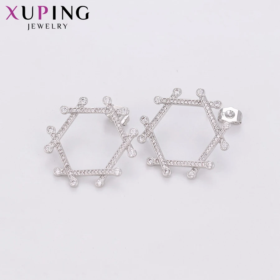 Xuping Elegant Special Design Earrings Rhodium Plated Earring Stud Jewelry for Women Christmas Gifts 93476 | Украшения и