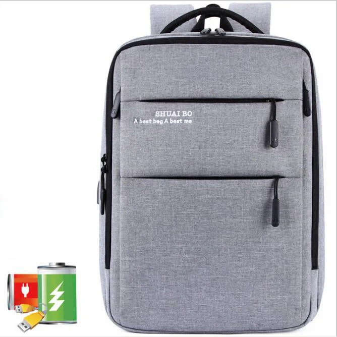 Серый BERAGHINI для мужчин рюкзак с зарядка через usb Оксфорд Back Pack колледж Студент Книга сумка большой ёмкость модные рюкзак для путешествий Mochila - Цвет: Серый
