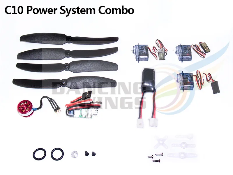 AEORC Micro Power System Combos,C10 (включая экономию пропеллера, пропеллер, двигатель (KV 2900),ESC, сервопривод, аккумулятор)