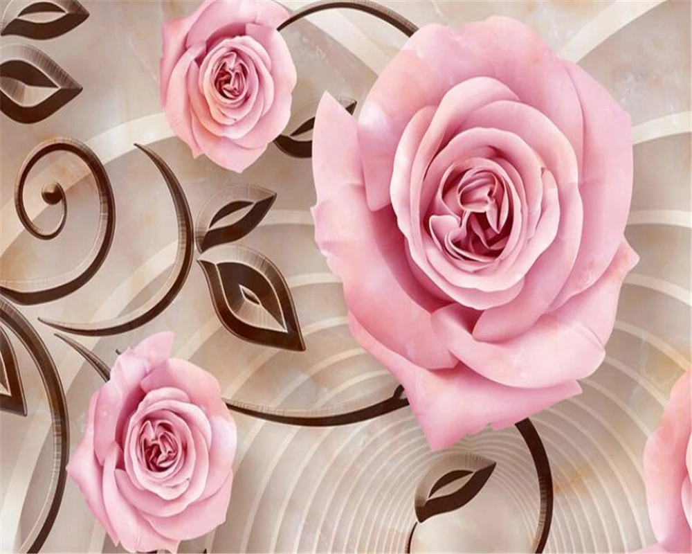 Пользовательские 3D обои для гостиной Мраморная Роза современный камень фотообои