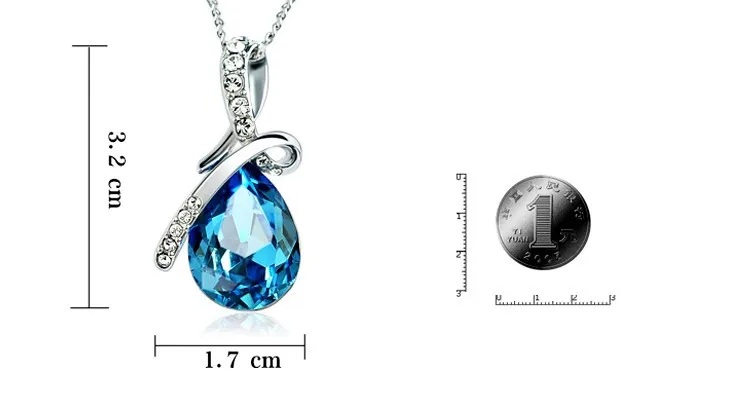 Promotion water drop Austria crystal 925 sterling silver ladies pendant necklaces jewelry for women gift shipping | Украшения и