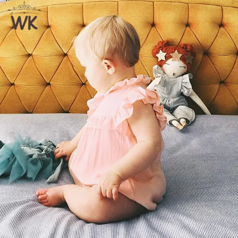 

Baby Girl summer clothing chiffon Ruffle pure color Romper Jumpsuit Outfits for Kid clothes newborn infant romper 0-24M JP-433