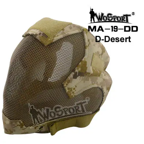 Wosport Paintball Спортивная маска на все лицо обернутая Защитная Военная Тактическая страйкбольная Пейнтбольная защитная сетка стальные маски для лица - Цвет: MA-19-DD