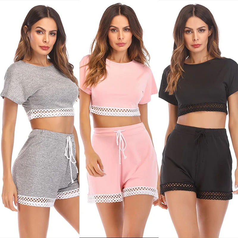 Топы с коротким рукавом + спортивные шорты спортивный костюм женская одежда для
