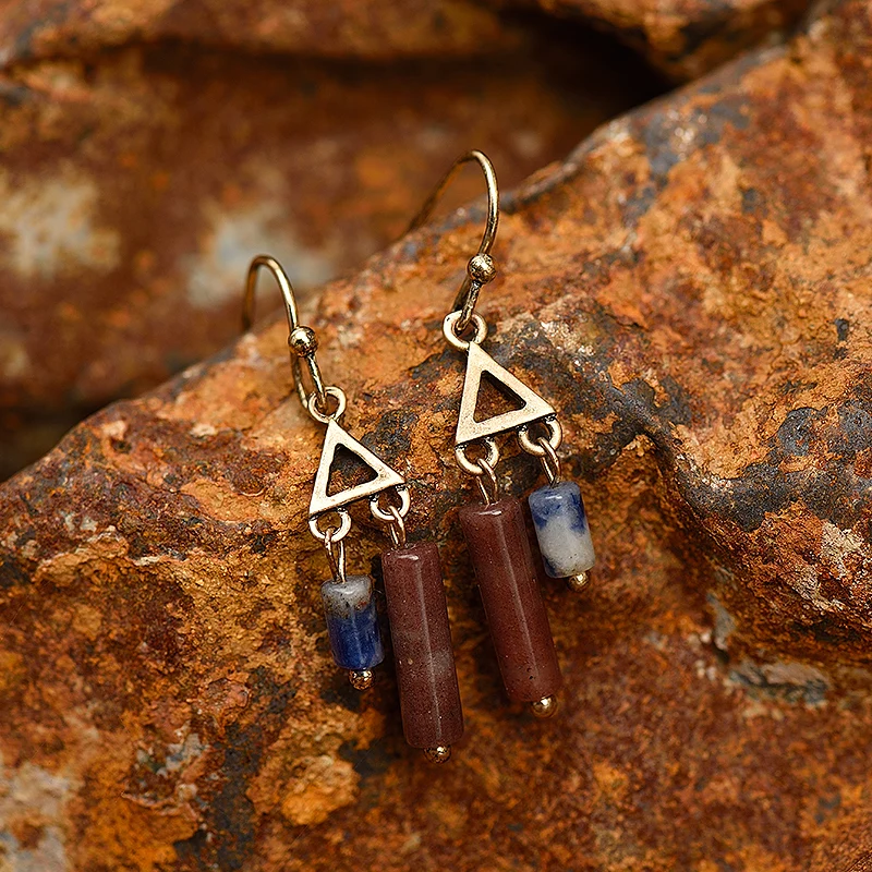 Женские Винтажные висячие серьги из натурального камня антикварные золотые