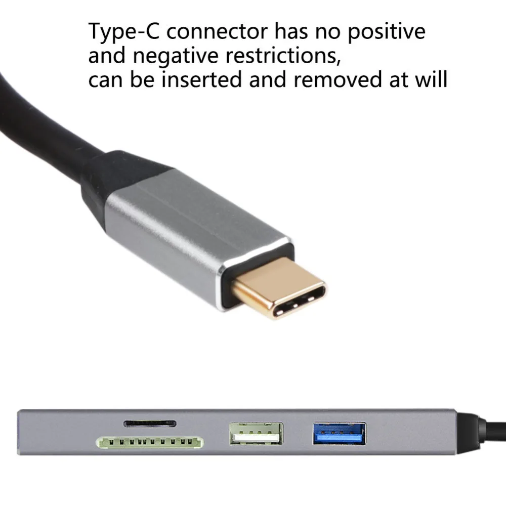 6 в 1 4K HD USB-C концентратор видео аудио кабель адаптер Тип C к HDMI usb 3,0/usb 2,0 с SD/TF кард-ридер Тип C USB концентраторы