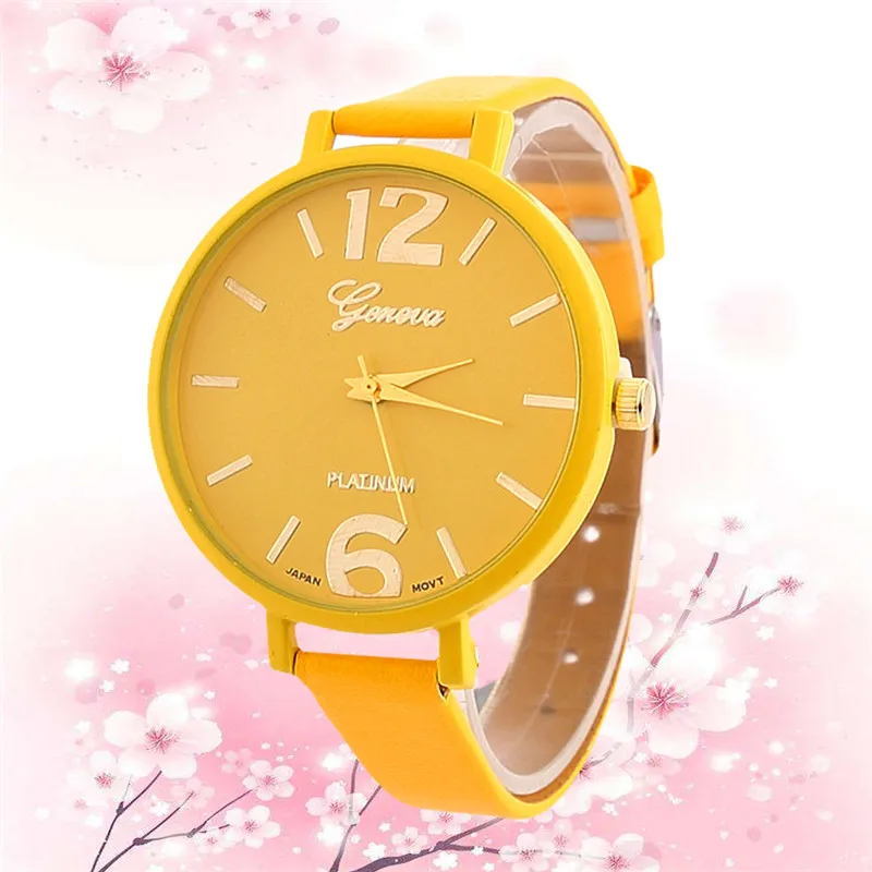 

Women's Watche Fashion Simple Disc Large Digital Gold Pointer Watch PU Leather Strap Watch Candy Color Strap Watch Women's Watch