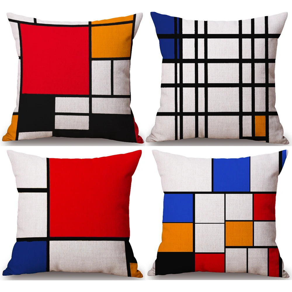 Современная Геометрическая решетчатая Наволочка на шею льняная кровать диван