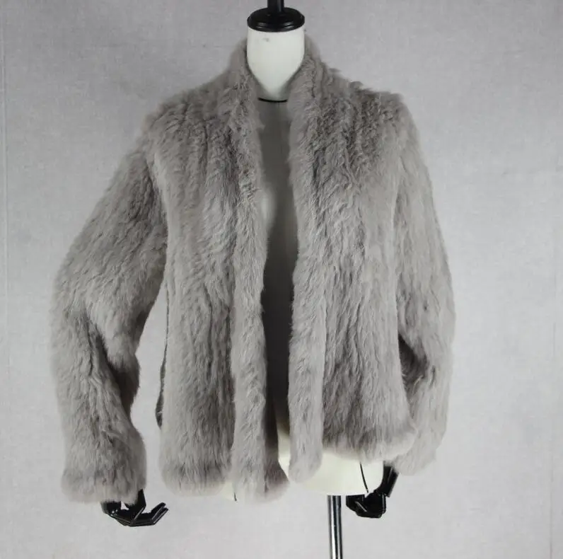 Knitted Rabbit Fur Jackets Cardigan Outwear Women Winter long rabbit fur fashion coat