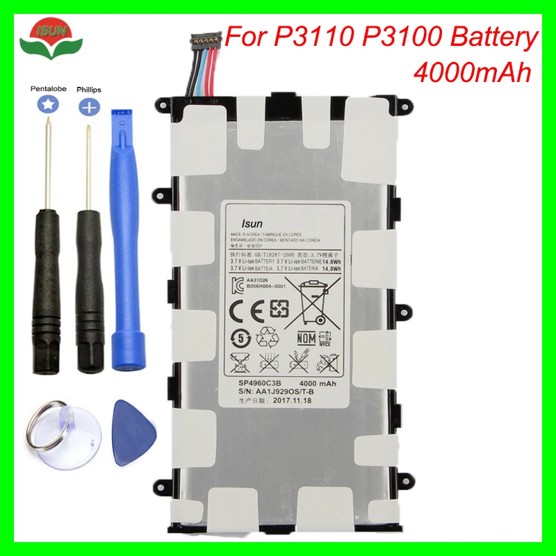 ISUN запасная батарея для Samsung GALAXY Tab 7 0 Plus P3110 P3100 P6200 P6210 SP4960C3B планшетный аккумулятор