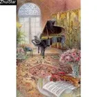 Полноразмерная Алмазная 5D картина сделай сам, вышивка цветок пианино, мозаика для вышивки крестиком, подарок для домашнего декора, CJ16