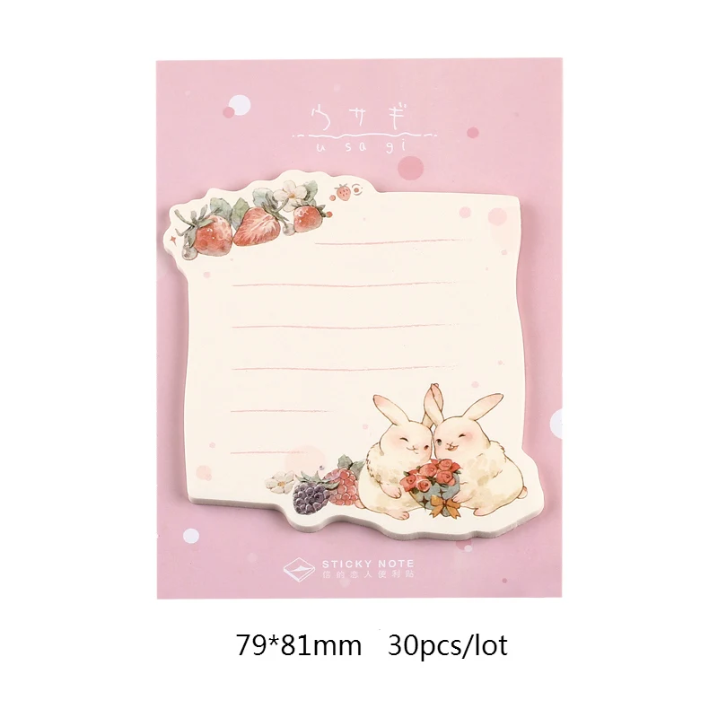 D Mr paper, 30 шт./лот, 6 видов конструкций, Kawaii, Мультяшные животные, кролик, лиса, блокнот для заметок, блокнот, дневник, самоклеющиеся заметки, блокнот s - Цвет: D