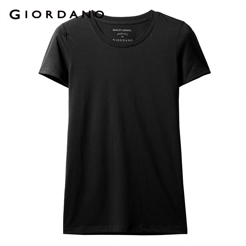 Giordano женская футболка Женская облегающая ребристая с круглым вырезом короткими