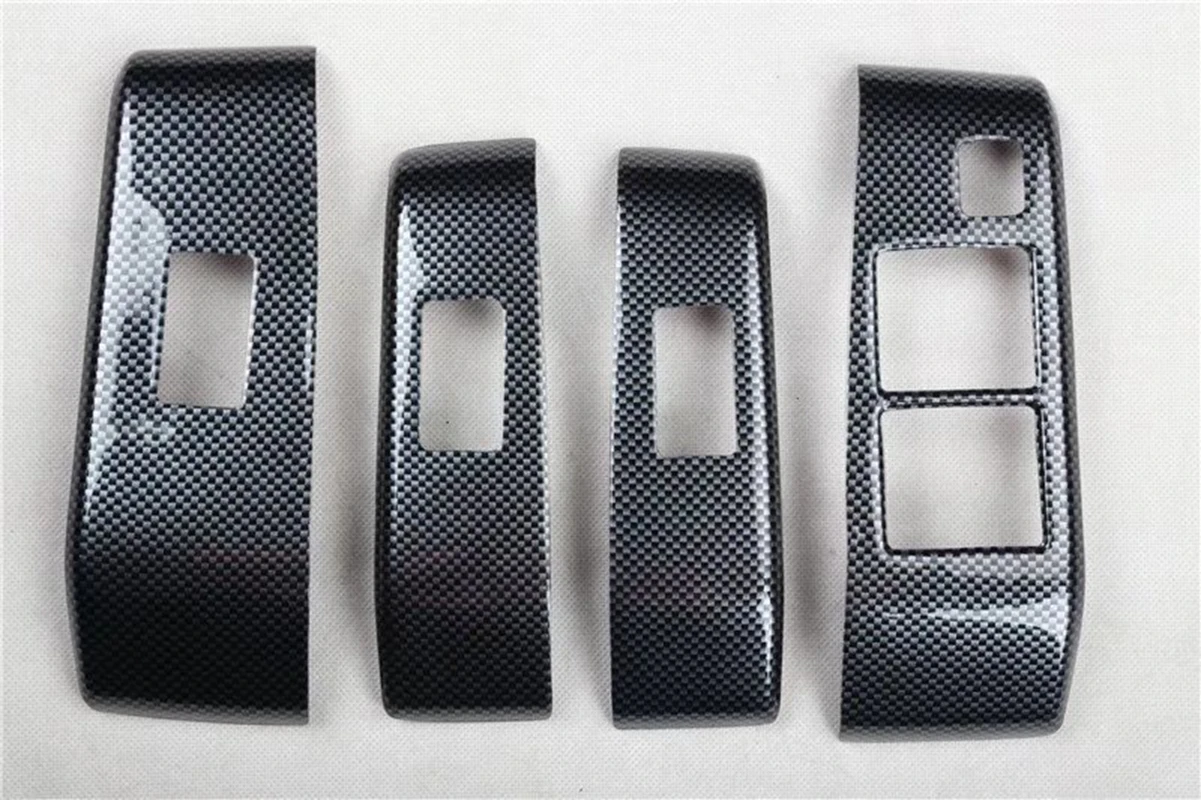 Carbon Fiber Для Honda Fit Jazz 2007-2012 углеродное волокно Черное Красное Стекло переключатель Крышка отделка двери окно кнопка декоративная панель 4 шт - Цвет: Carbon Fiber