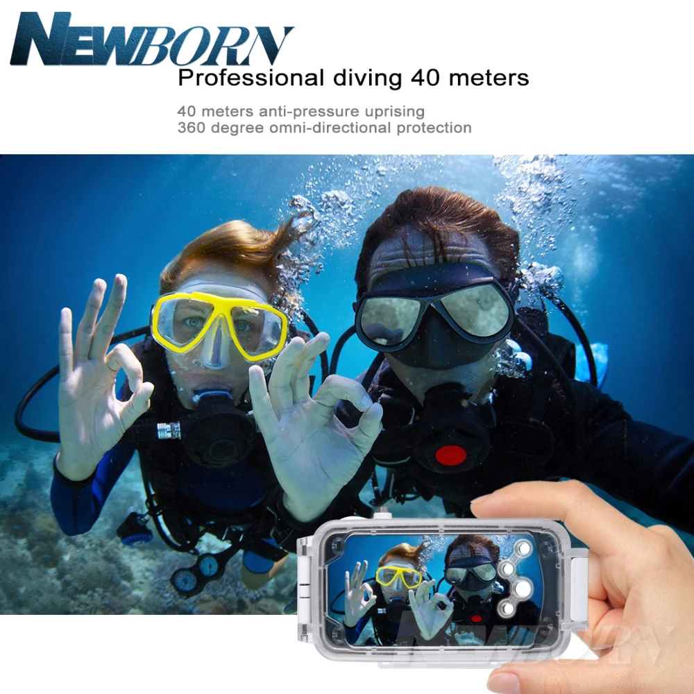 

Для iPhone X 40 m/130ft профессиональный водонепроницаемый защитный корпус для дайвинга Фото Видео подводный чехол для apple iphone XS