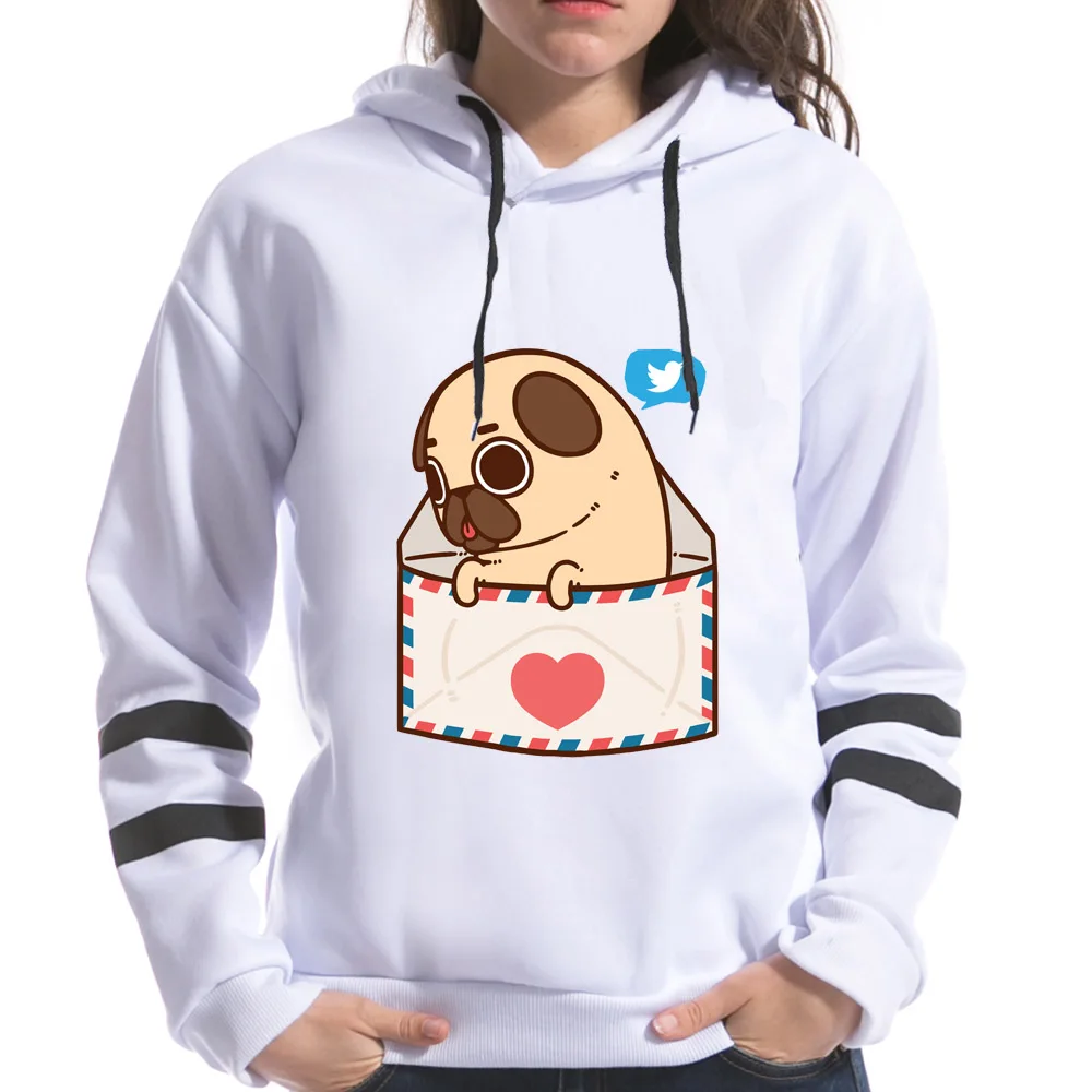 2019 Новое поступление весенние женские с длинным рукавом Kawaii мопса печати