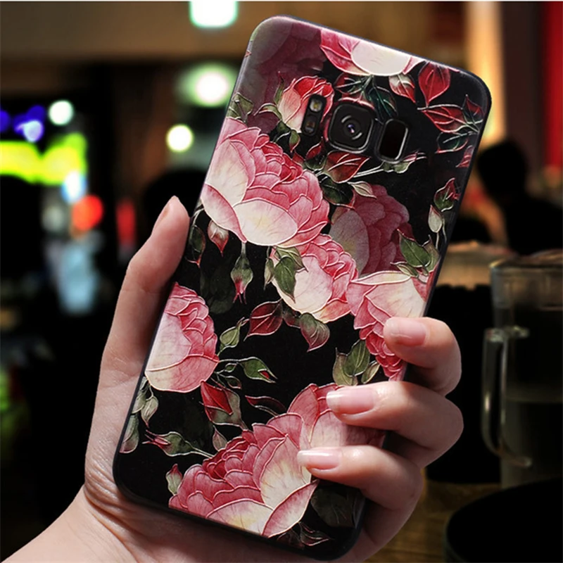 shanhua 3D с тиснением и изображением цветочный Fundas для samsung Galaxy A50 A30 A40 A70 S6 S7 край S8 плюс M30 M20 M10 Примечание 4, 8 9 A5 A7 A6 A8 плюс чехол - Цвет: shanhua
