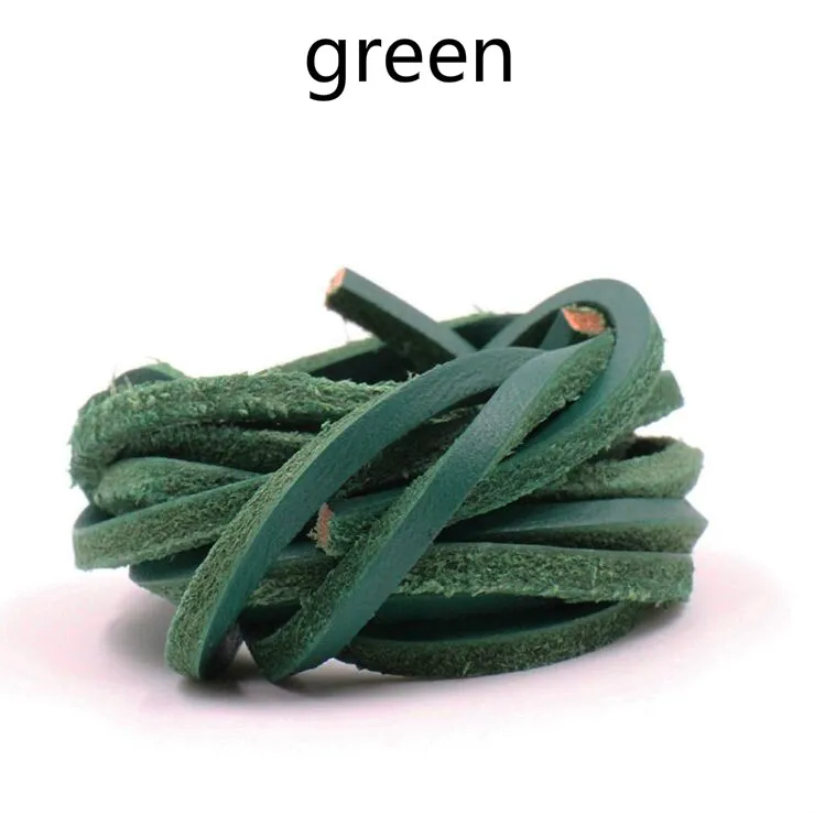 green Новая мода года! 1 пара износостойких шнурков из натуральной кожи, регулируемые шнурки для ботинок - Цвет: green