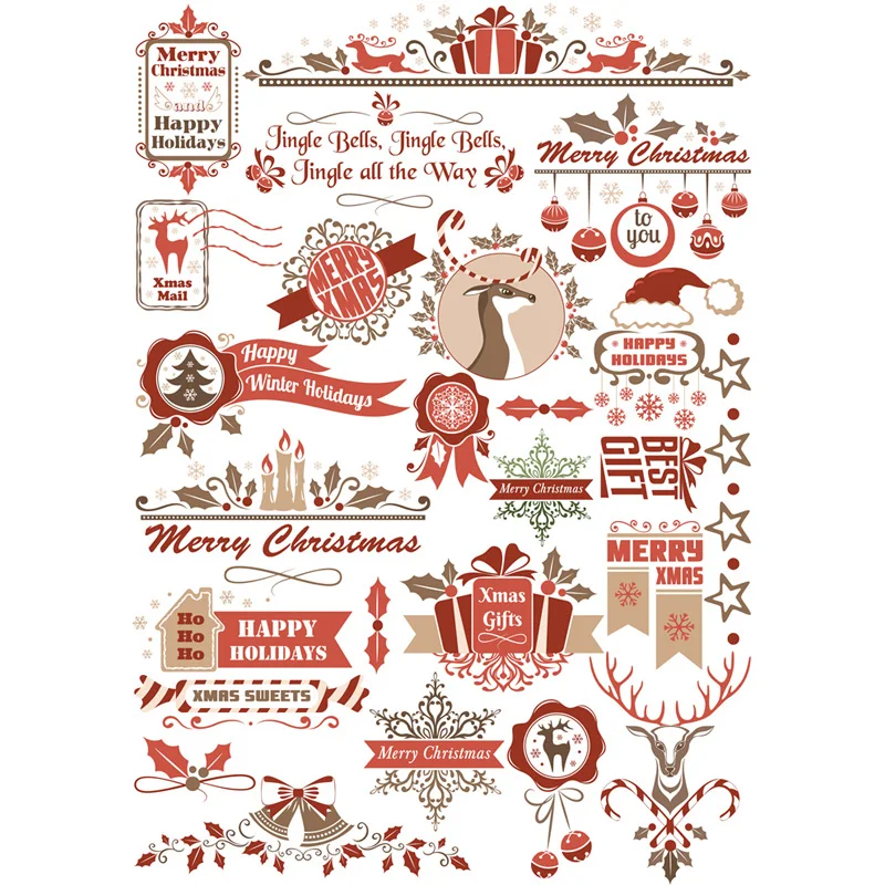 2 шт Merry Christmas олень DIY Украшение Uncut водонепроницаемая бумага Эстетическая наклейка канцелярские принадлежности альбом для вырезок дневник планировщик стикер s