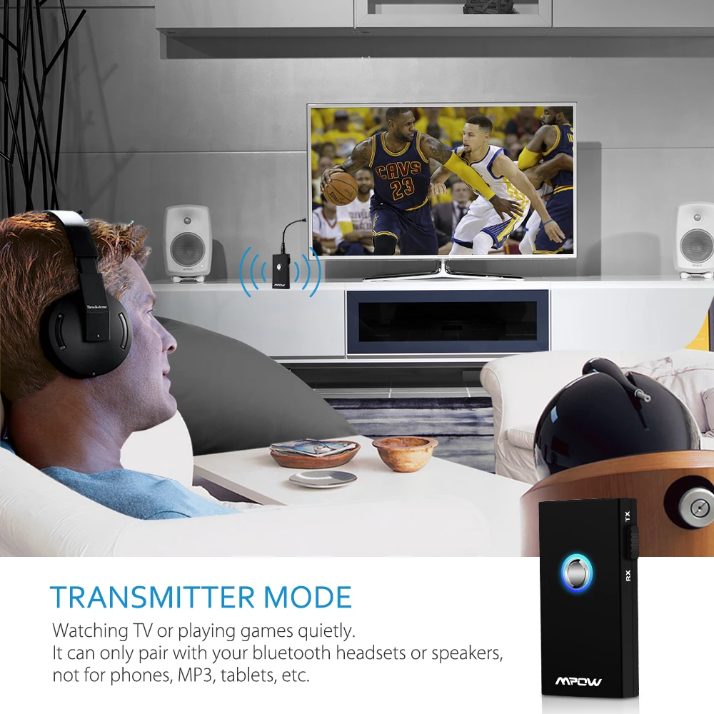 Mpow MBT3 2-в-1 Беспроводной Bluetooth потокового воспроизведения музыки переключаемый передатчик и приемник Динамик для мобильного телефона Планшеты ПК