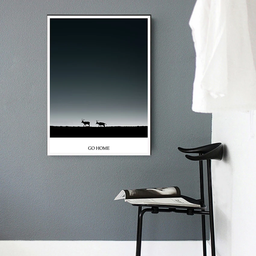 ASAPFOR олень под луной Go Home картины на холсте печатный рисунок скандинавский