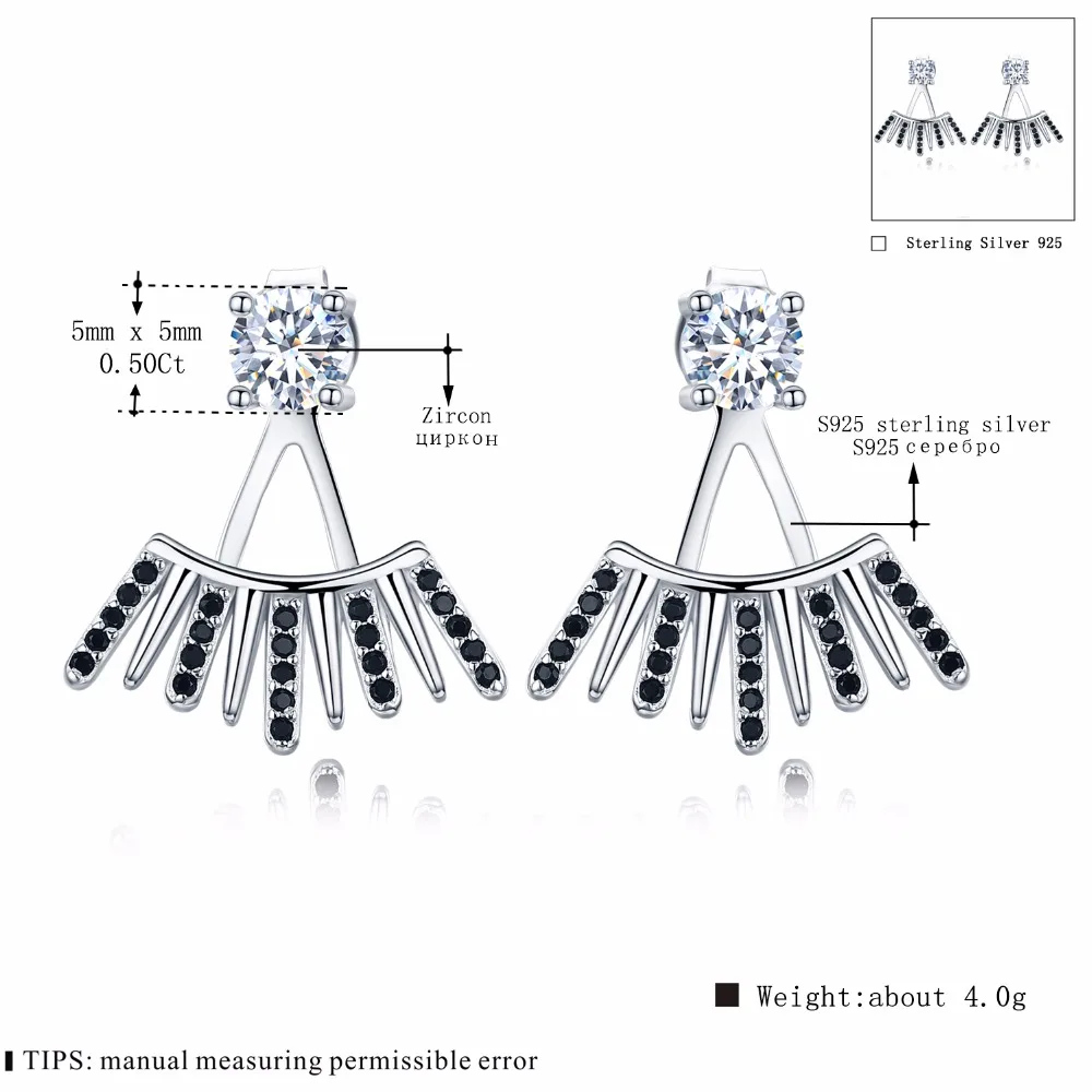 

Career 925 Sterling Silver Row Black Spinel Trendy Engagement Earrings for Women Fine Jewelry Bijoux I027