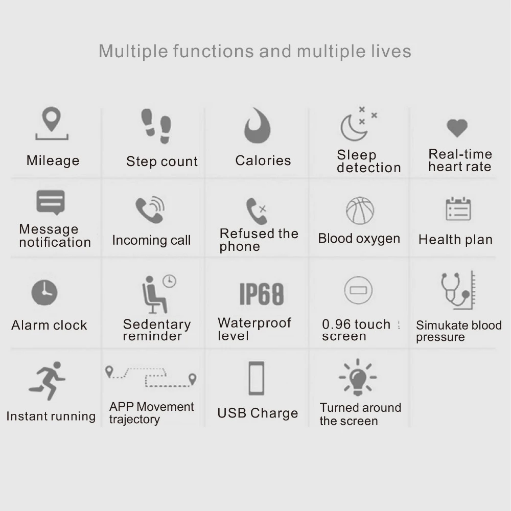 I9 умный Браслет Водонепроницаемый браслет Фитнес трекер крови Давление