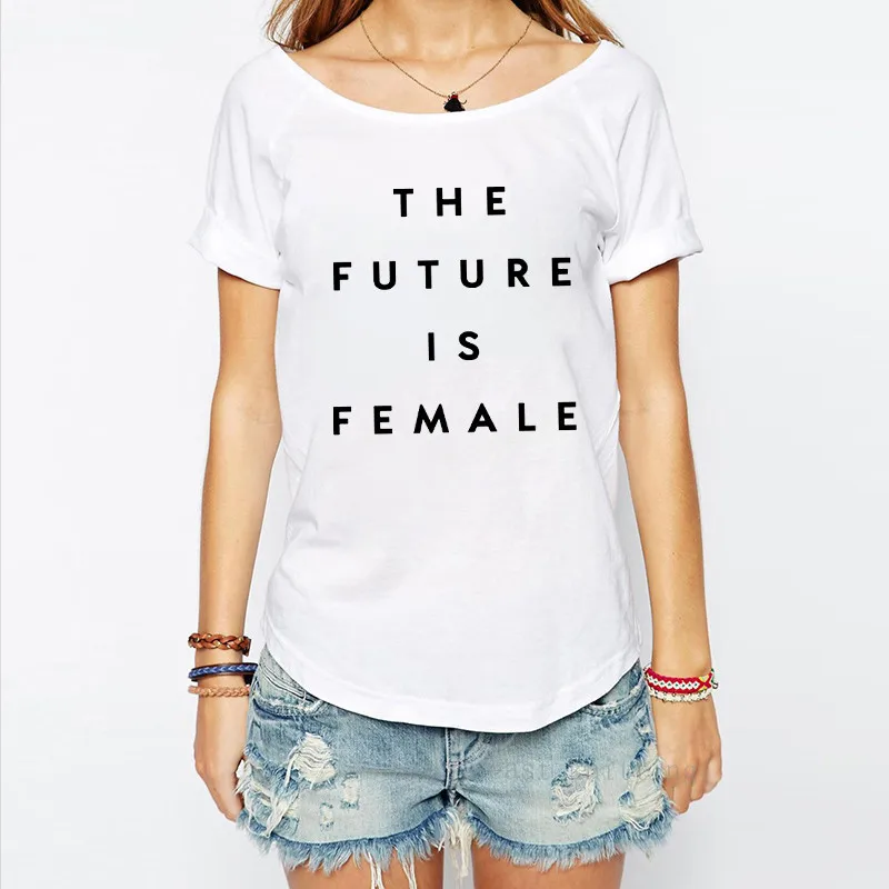 LUS LOS The future Is Female T-Shirt White Feminist Slogan Women Unisex Stylish Fashion Letter Printing | Женская одежда