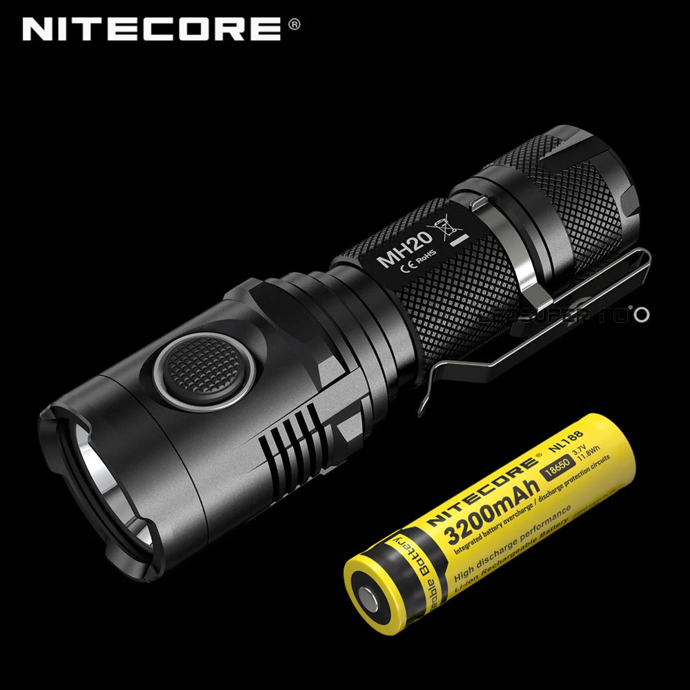 Оригинальный светодиодный тактический фонарик NITECORE MH20 с зарядкой от USB 1000 люмен