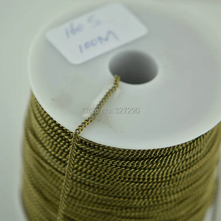 100 Meters 160SF  2mm Wide Necklace Making Chains Antique Brass Color DIY Findings