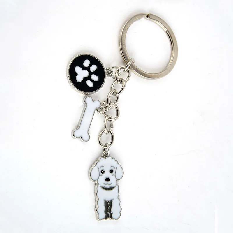 Poodle Teddy Cane Corso dog брелки для мужчин и женщин Серебряный цвет металлическая подвеска для собаки из сплава сумка Шарм автомобильный брелок держатель брелок - Цвет: Poodle Teddy