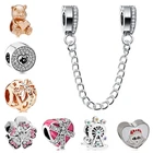 Btuamb европейские маленькие массивные цветочные бусины с сердечками-кристаллы, подходят для Пандоры, браслеты и браслеты для женщин, ювелирные изделия