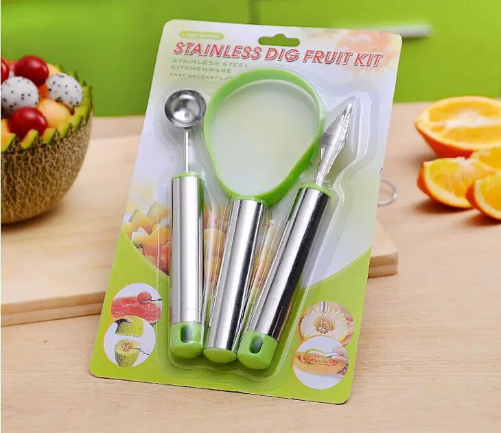 

Multifunction Fruit spoon peeling device stainless dig fruit kit 3pcs/set