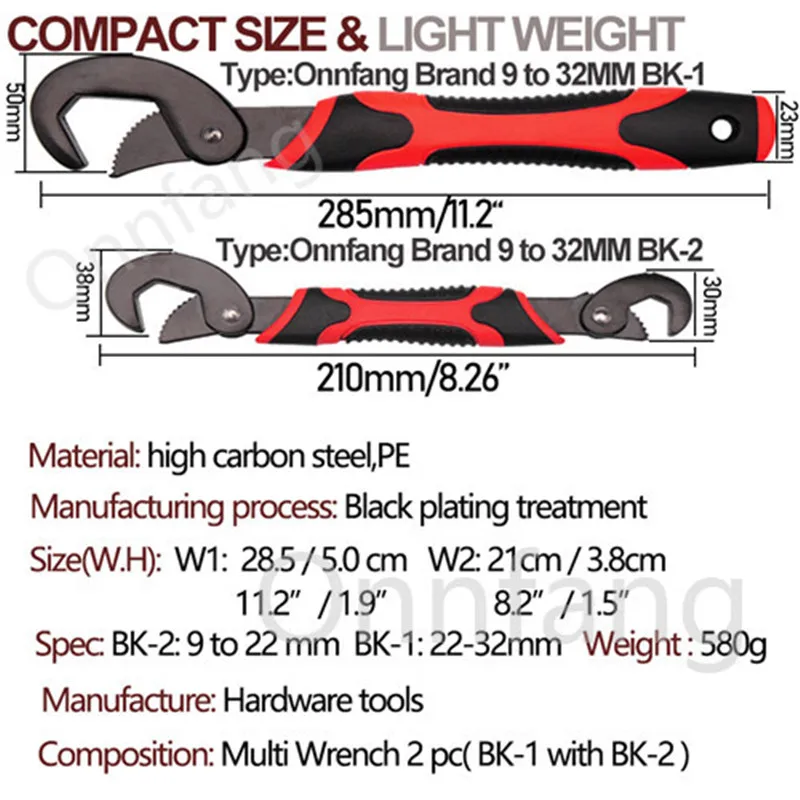 Onnfang оптовая цена регулируемый магический гаечный ключ Многофункциональный