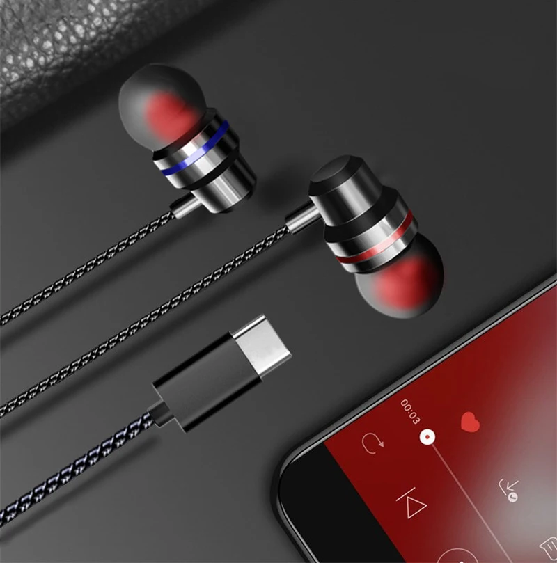 Черный Наушники 9D usb type C, гарнитура с mi crophone, стерео наушники type-C, наушники для Xiaomi mi Mix 2s 8 SE 6X huawei P20 Honor 10 - Цвет: Черный