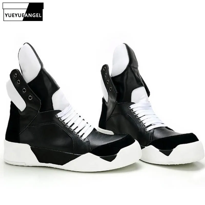 Мужские кроссовки с высоким берцем роскошные из натуральной кожи Повседневная