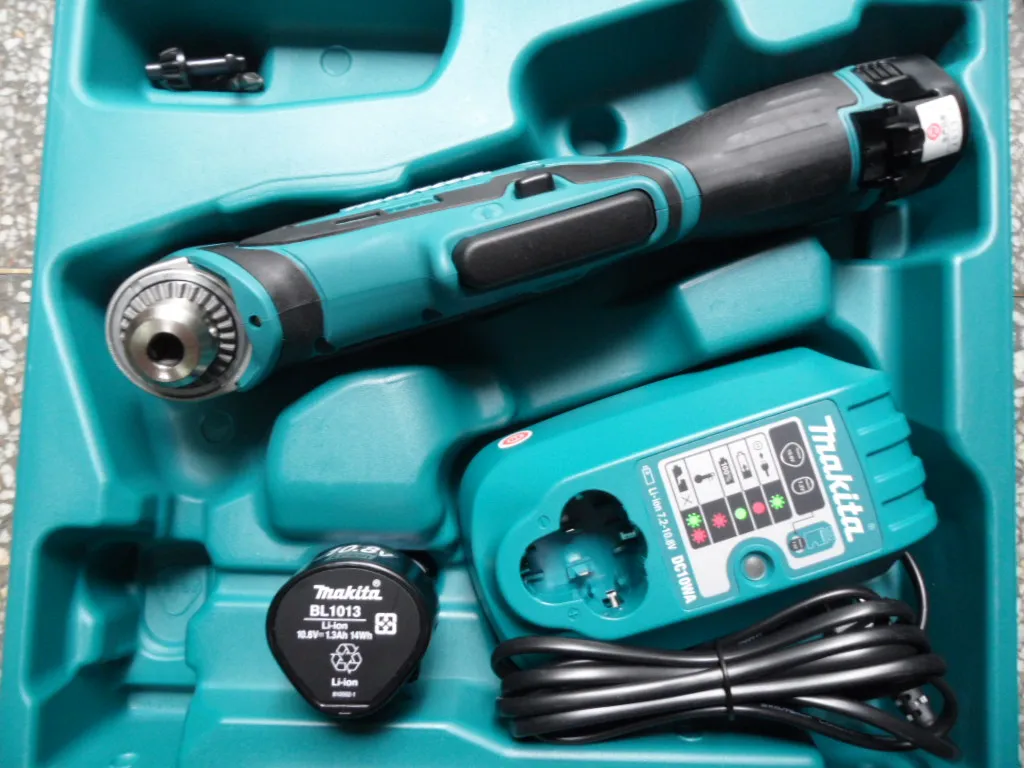 Японская аккумуляторная электрическая дрель MAKITA для сверления углов DA330DWE угловая дрель 10,8 В двойная литиевая батарея